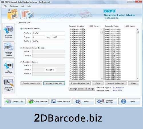 Screenshot of 2d Bar Code