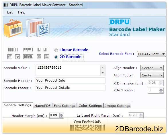 Screenshot of Standard 2 of 5 Barcode Generator