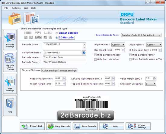 Screenshot of EAN 13 Barcode Generator Software
