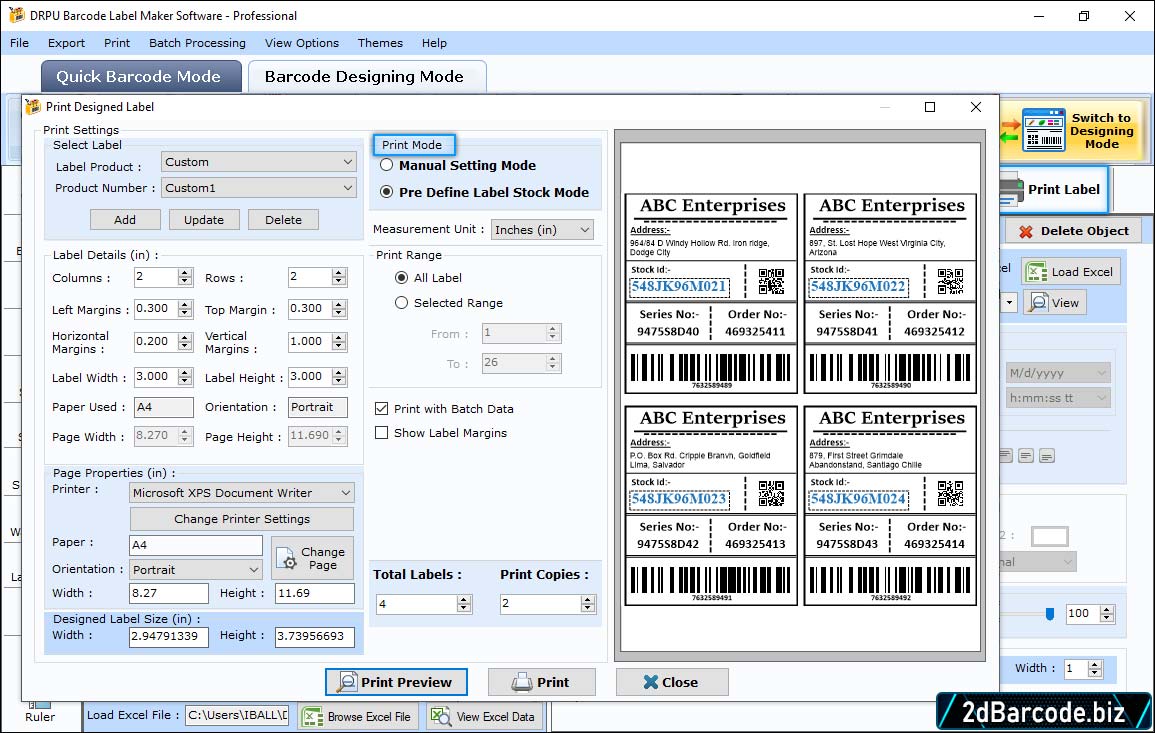 Print Created Barcode Labels
