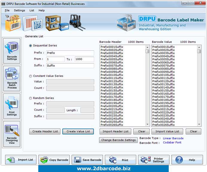 Manufacturing Barcode Label Maker screenshot