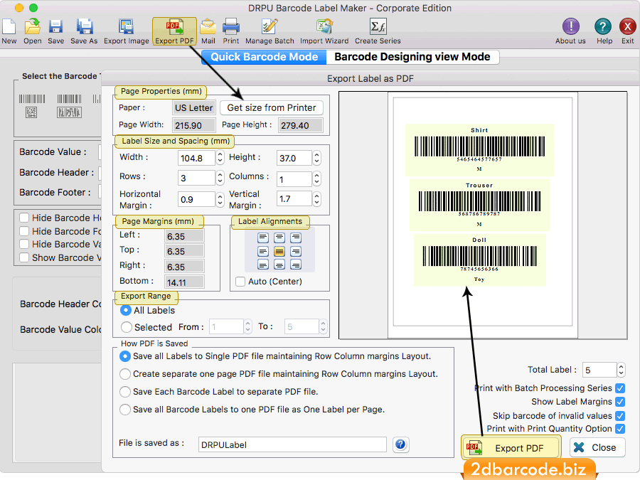 Export Label as PDF Export Label as PDF