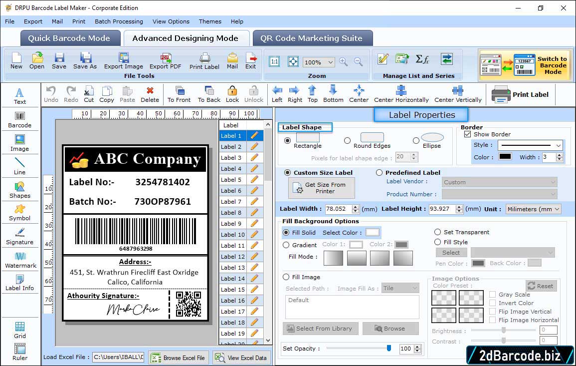 Label Properties