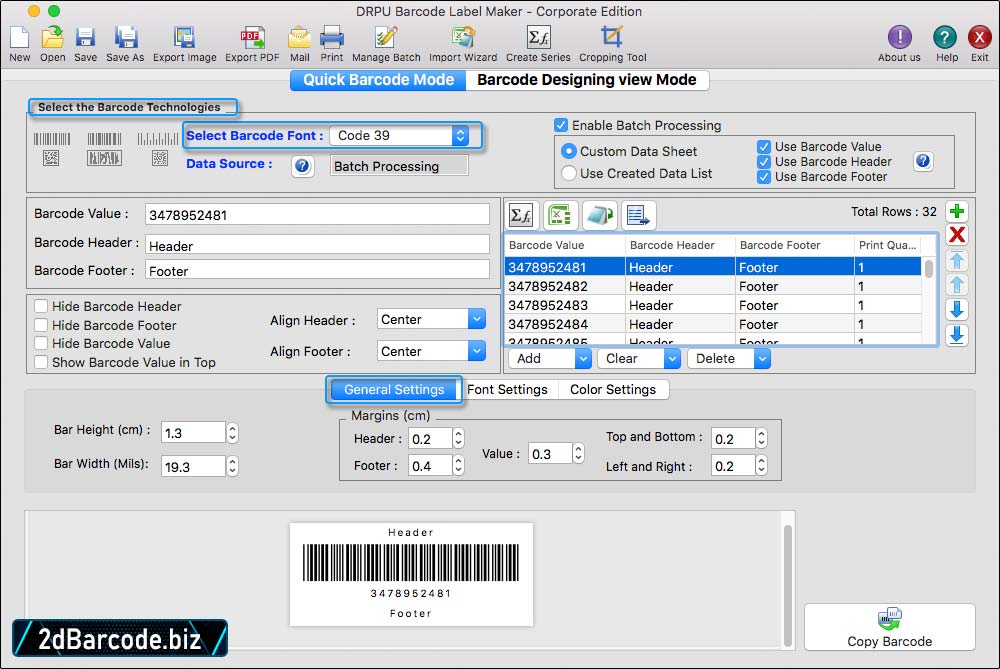 Mac Barcode Maker Software - Corporate Edition