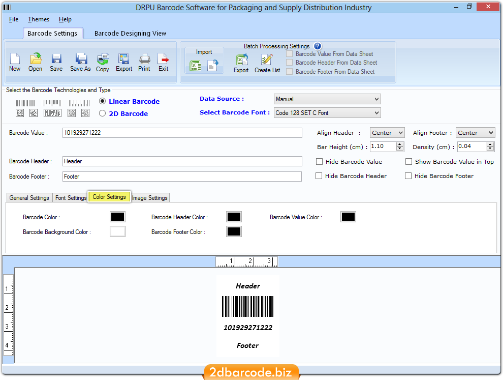 Barcode Settings Barcode Settings