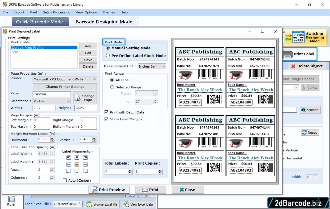 Manual option to print labels