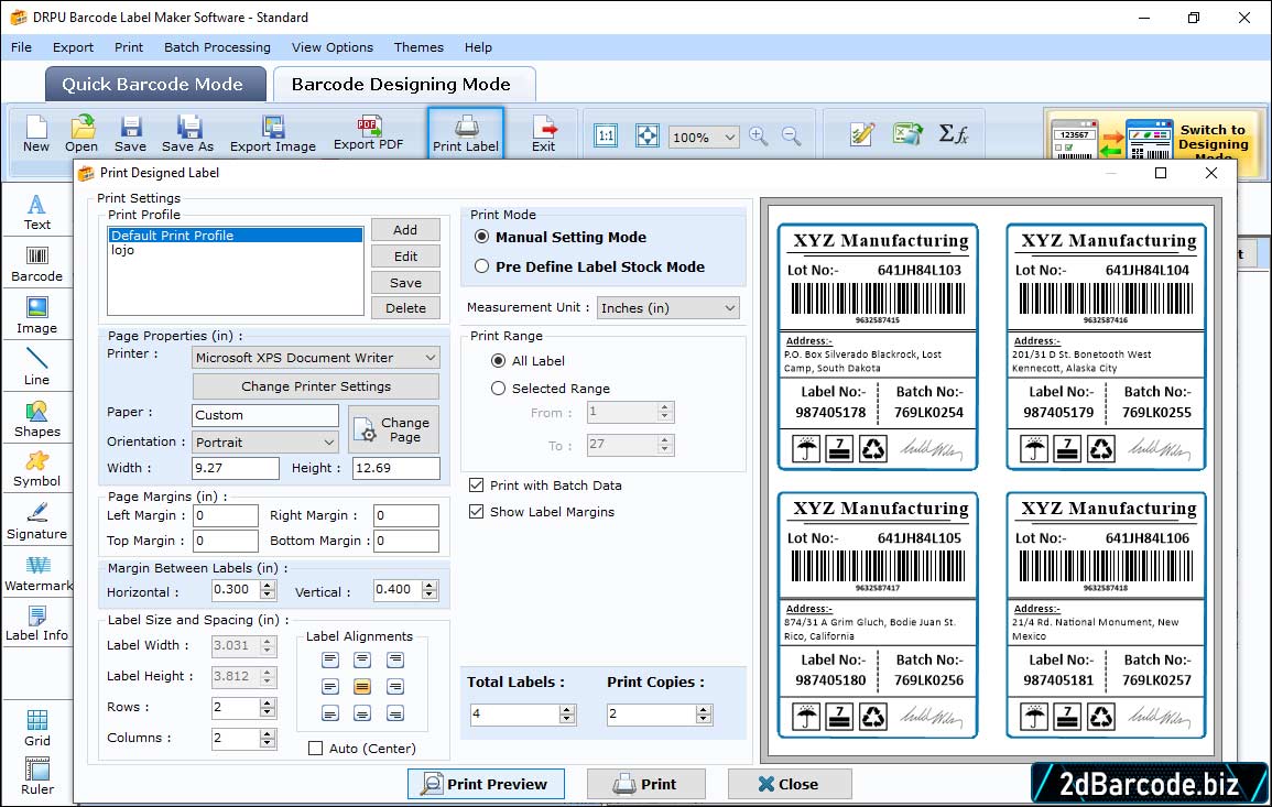 Print Barcode Labels